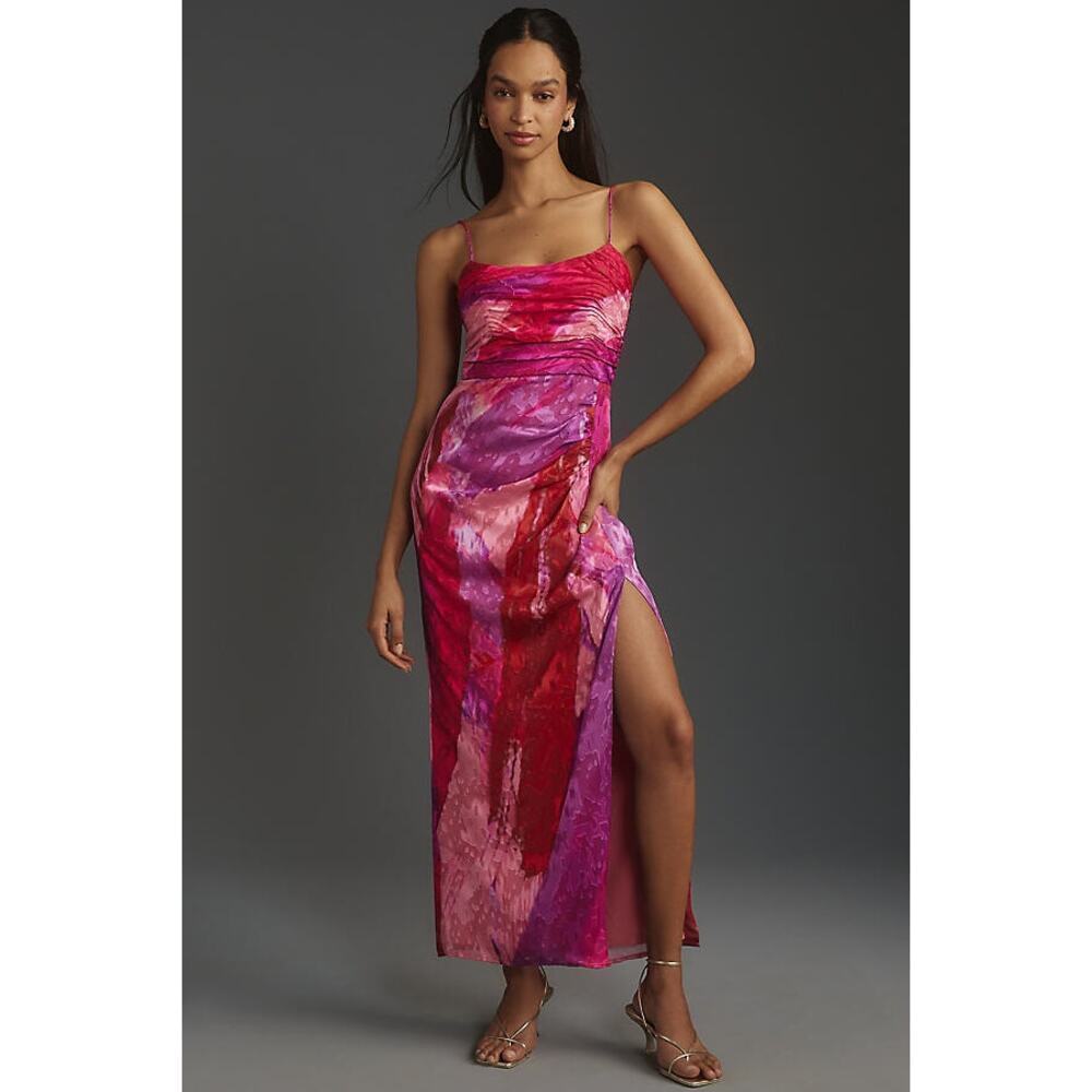 Hutch Women's Pink Luxe Swirl Brushstroke Sleeveless Maxi Dress Size 4